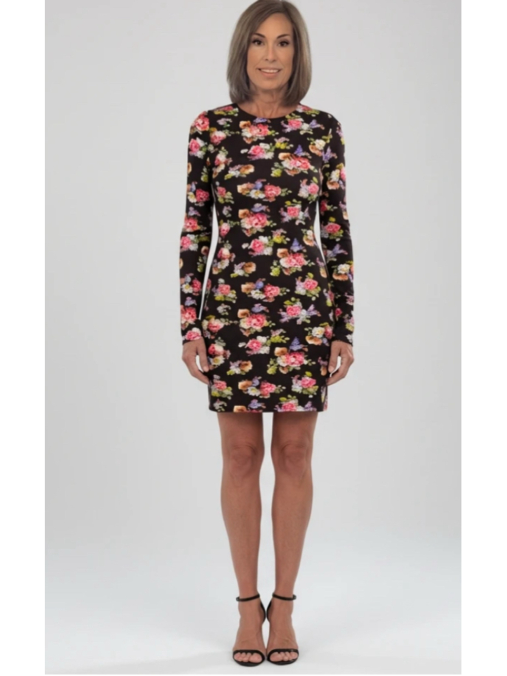 Alice + Olivia Delora Floral Magnolia Long Sleeve Mini Dress Size 8 NWT